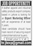 Vacant Position Announced at Export Company Lahore