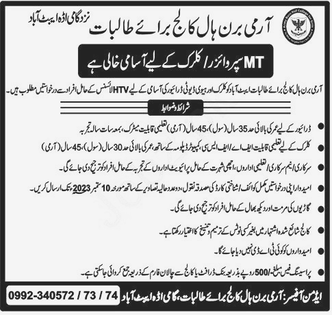 Job Opportunity at Army Burn Hall College Abbottabad