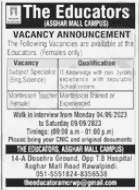 Vacancy Announced at The Educators Rawalpindi