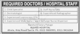 Medical Staff Wanted at Al Syed Hospital Taxila