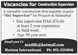 Vacancy Announced at Construction Firm Islamabad