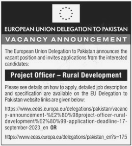 Vacancy Announced at European uni on Lahore