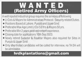 Wanted Staff at Industrial Groups Lahore