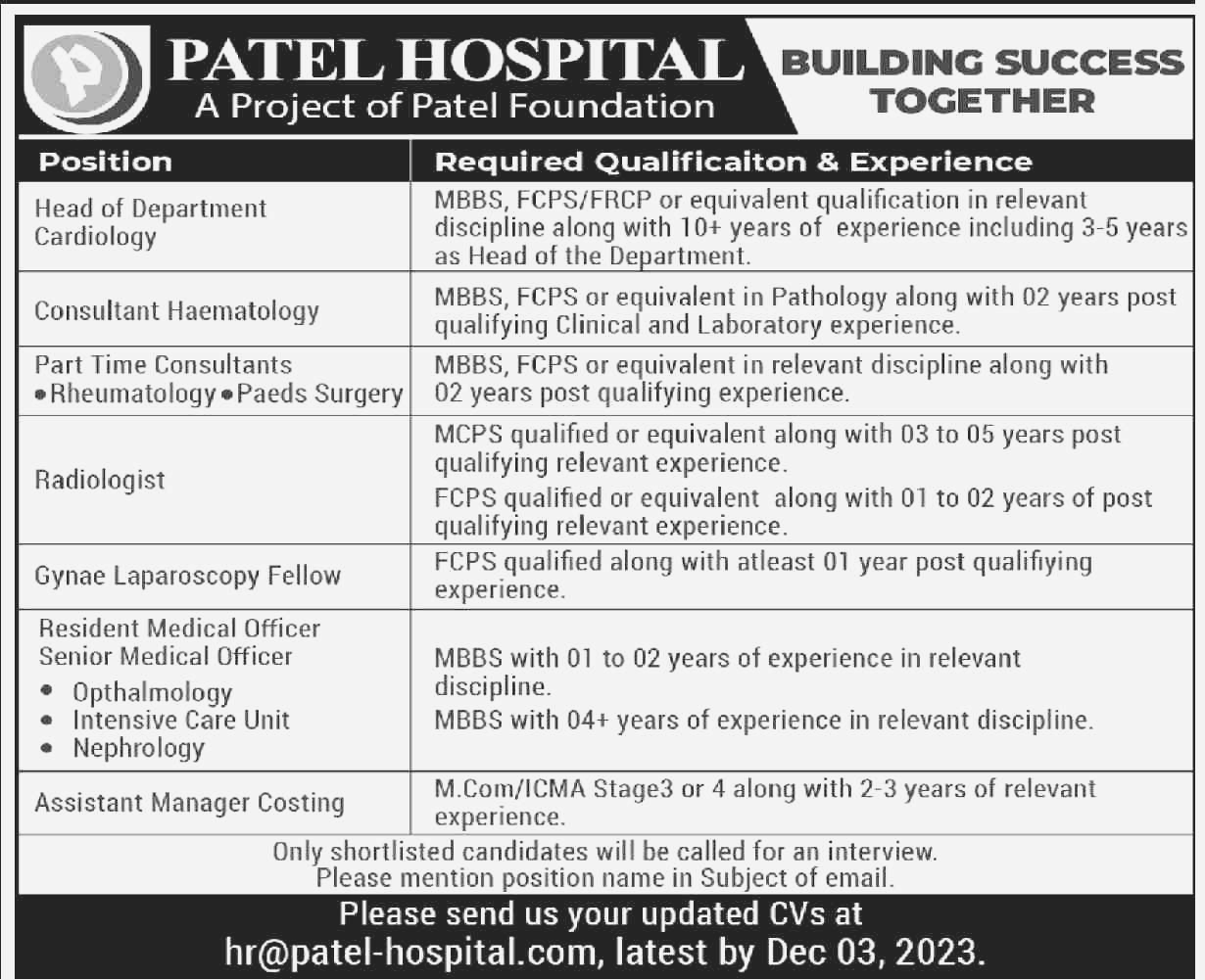 Radiologist & HoD Cardiology Jobs on Karachi 2023