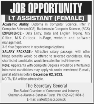 Female IT Assistant Jobs in Lahore