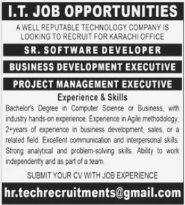 Software Developer & Bussiness Development Executive Jobs in Karachi 2023