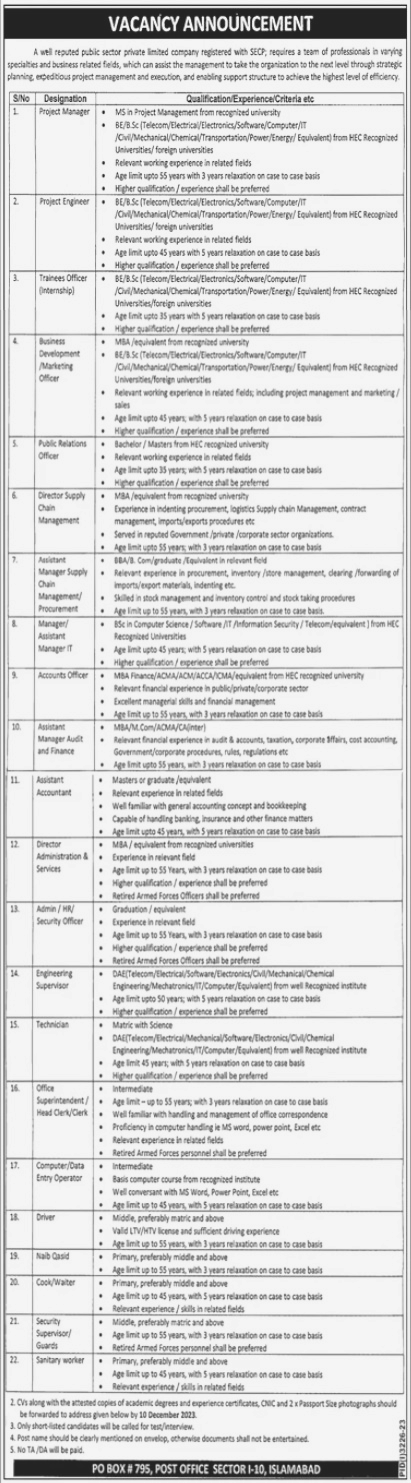 Public Sector Jobs in Islamabad 2023