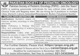 Clinical Data Abstrartor and Registry Manager required at PSPO Multan 2023