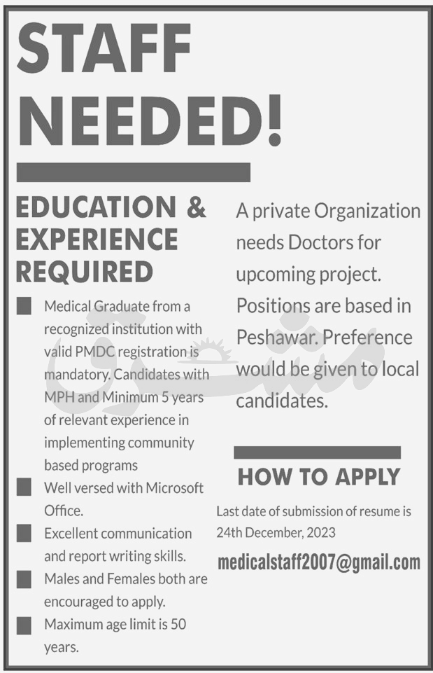 Doctor Jobs in Peshawar 2023