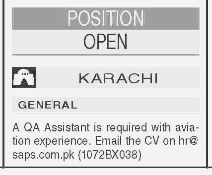 QA Assistant is required Private Organization at Karachi 2023