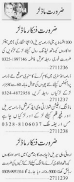 Actors and Model required at Private organization Islamabad 2023