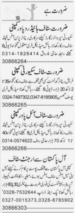 Different Private Organization are Hiring Male Female Office and Security Staff in Faisalabad 2023