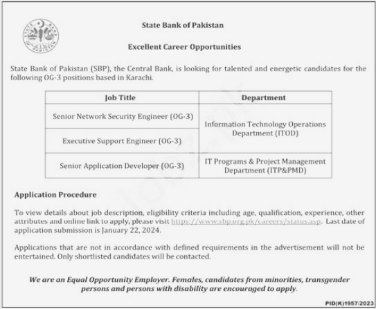 State Bank of Pakistan SBP Jobs 2024