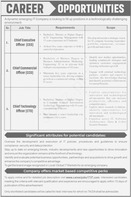 IT Company Jobs 22024 Lahore