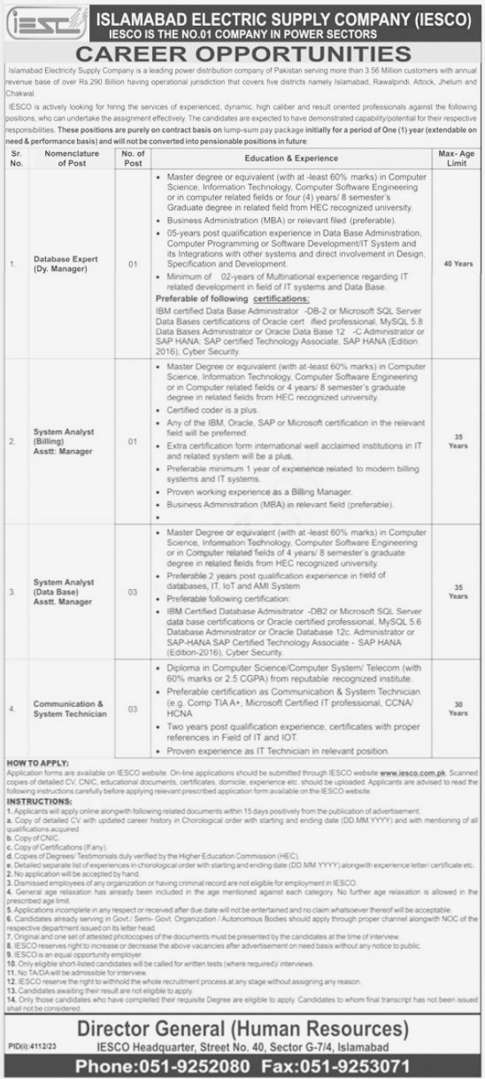 Islamabad Electric Supply Company Jobs 2024