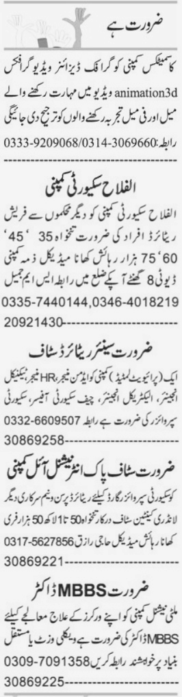 Management Staff Jobs in Private Company