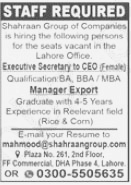 Shahraan Group of Companies Jobs 2024