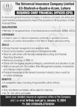 The Universal Insurance Company Limited Jobs 2024